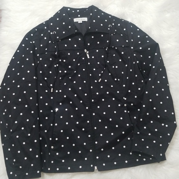 Studio Works Polka Dots Zippered Black Jacket.  Size S - Picture 7 of 8